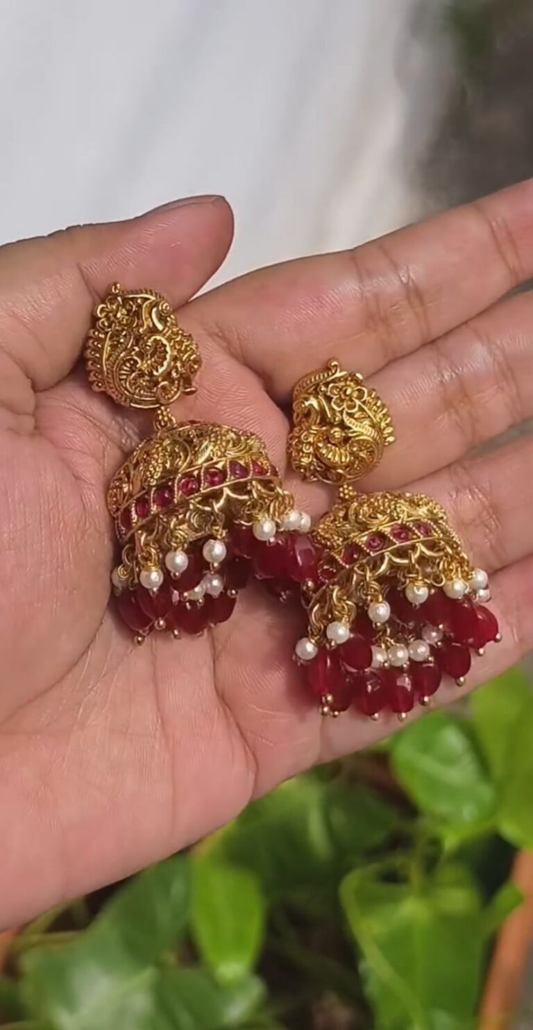 Red Pearldrop Jhumka
